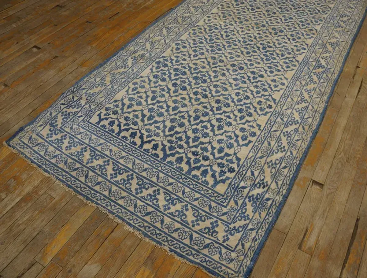 20th Century Indian Cotton Agra 4' x 14' - Blue