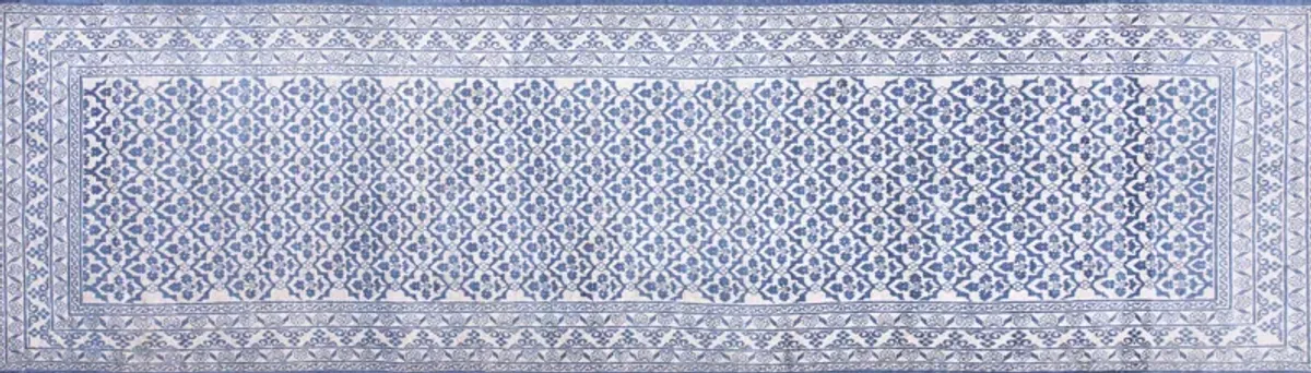 20th Century Indian Cotton Agra 4' x 14' - Blue