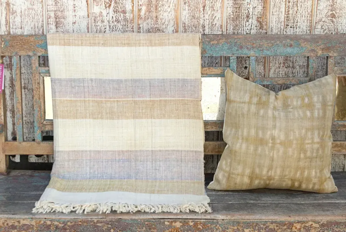 Wisteria Striped Organic Silk Throw - de-cor - beige