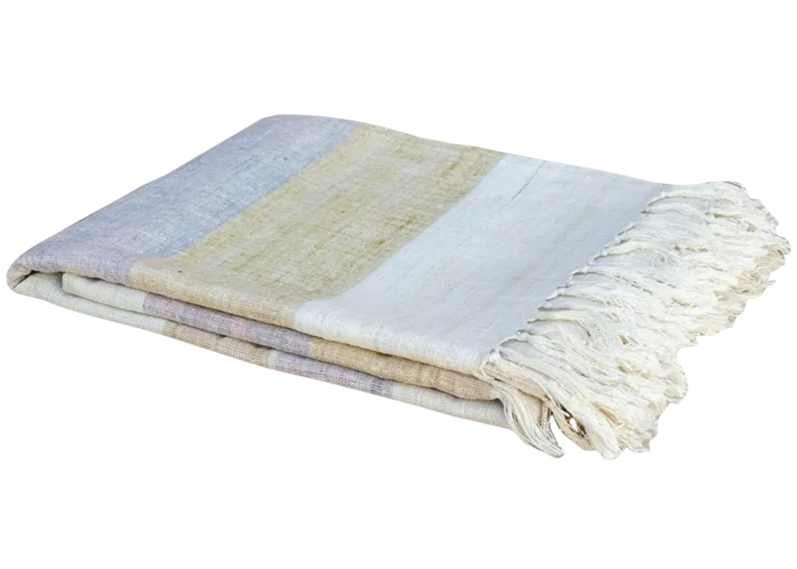 Wisteria Striped Organic Silk Throw - de-cor - beige