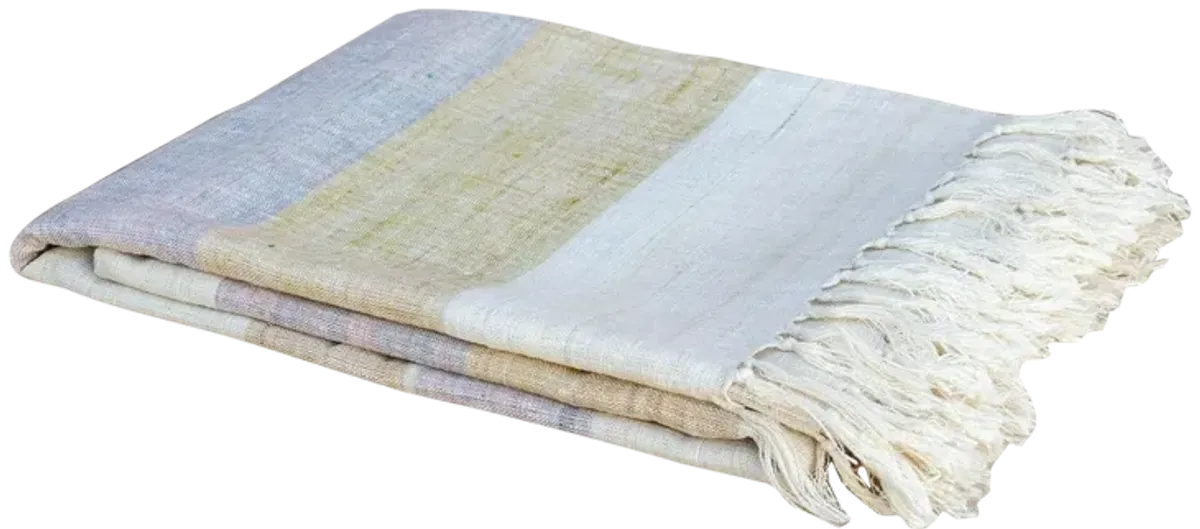 Wisteria Striped Organic Silk Throw - de-cor - beige