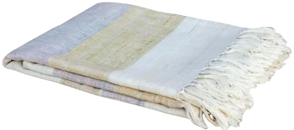 Wisteria Striped Organic Silk Throw - de-cor - Beige