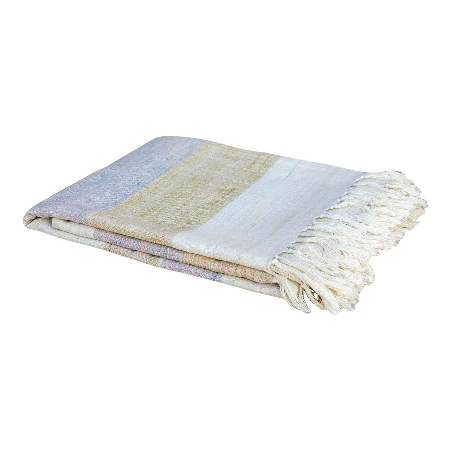 Wisteria Striped Organic Silk Throw - de-cor - beige