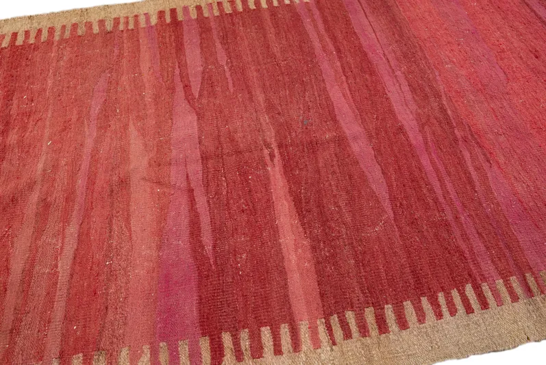 Vintage Kilim Red Wool Runner Rug - Apadana - Red