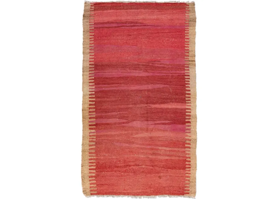 Vintage Kilim Red Wool Runner Rug - Apadana - Red