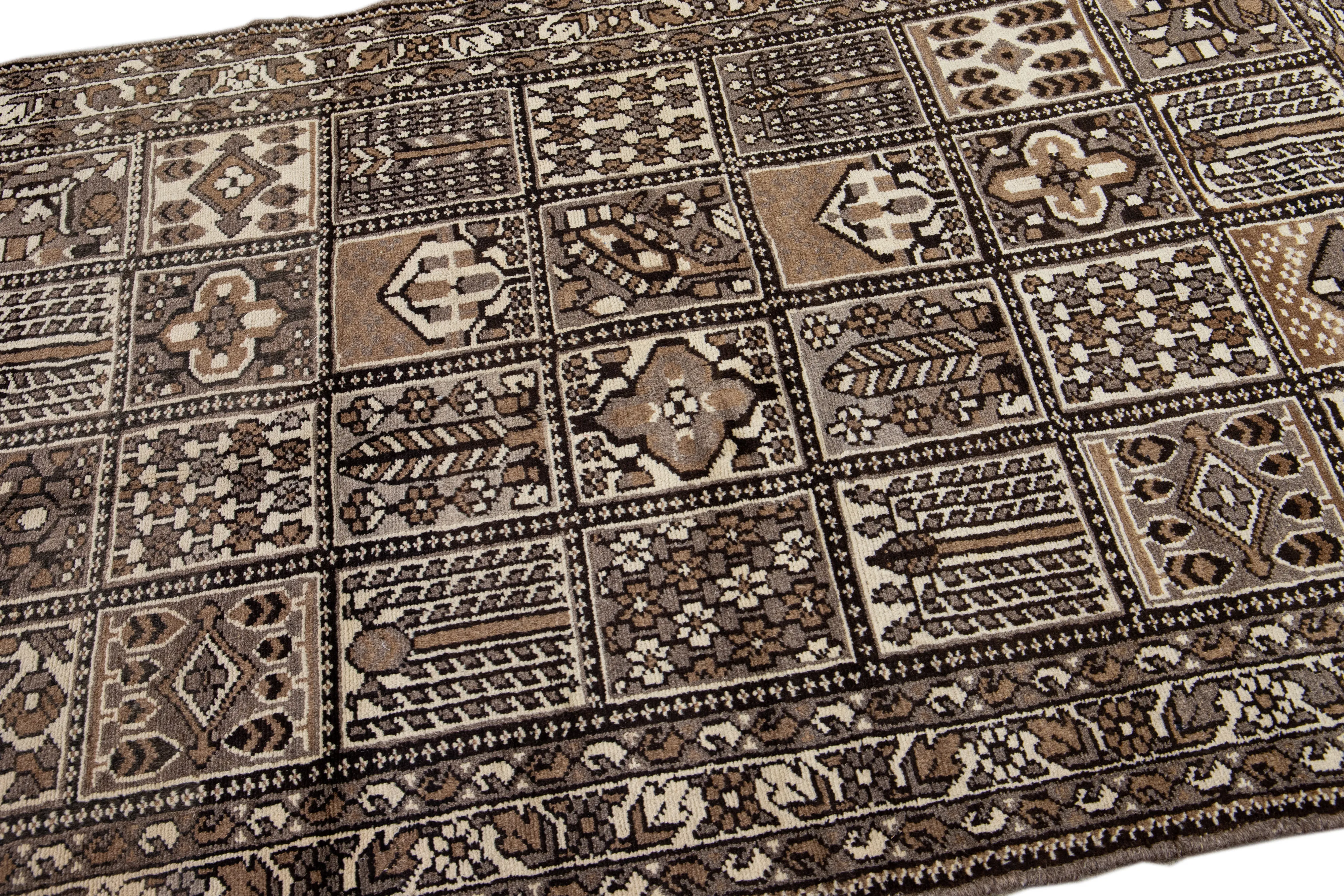 Brown Geometric Wool Rug - Apadana - Brown