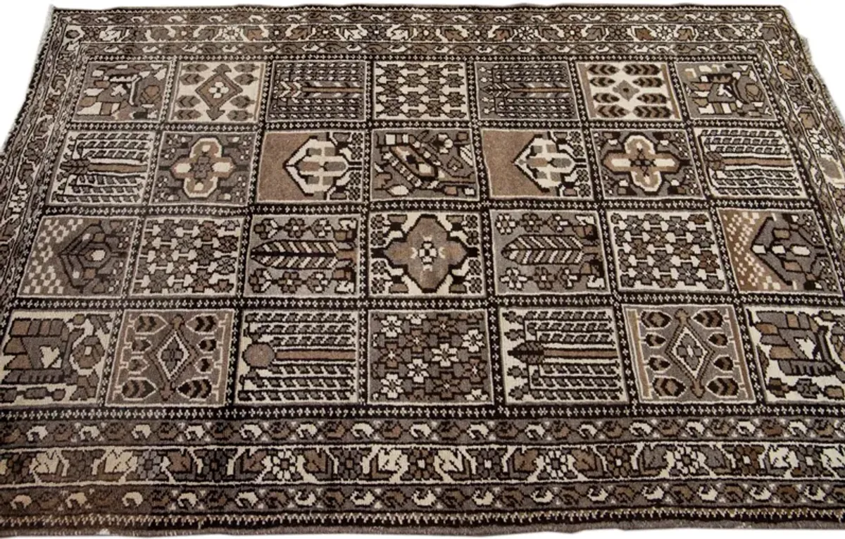 Brown Geometric Wool Rug - Apadana - Brown