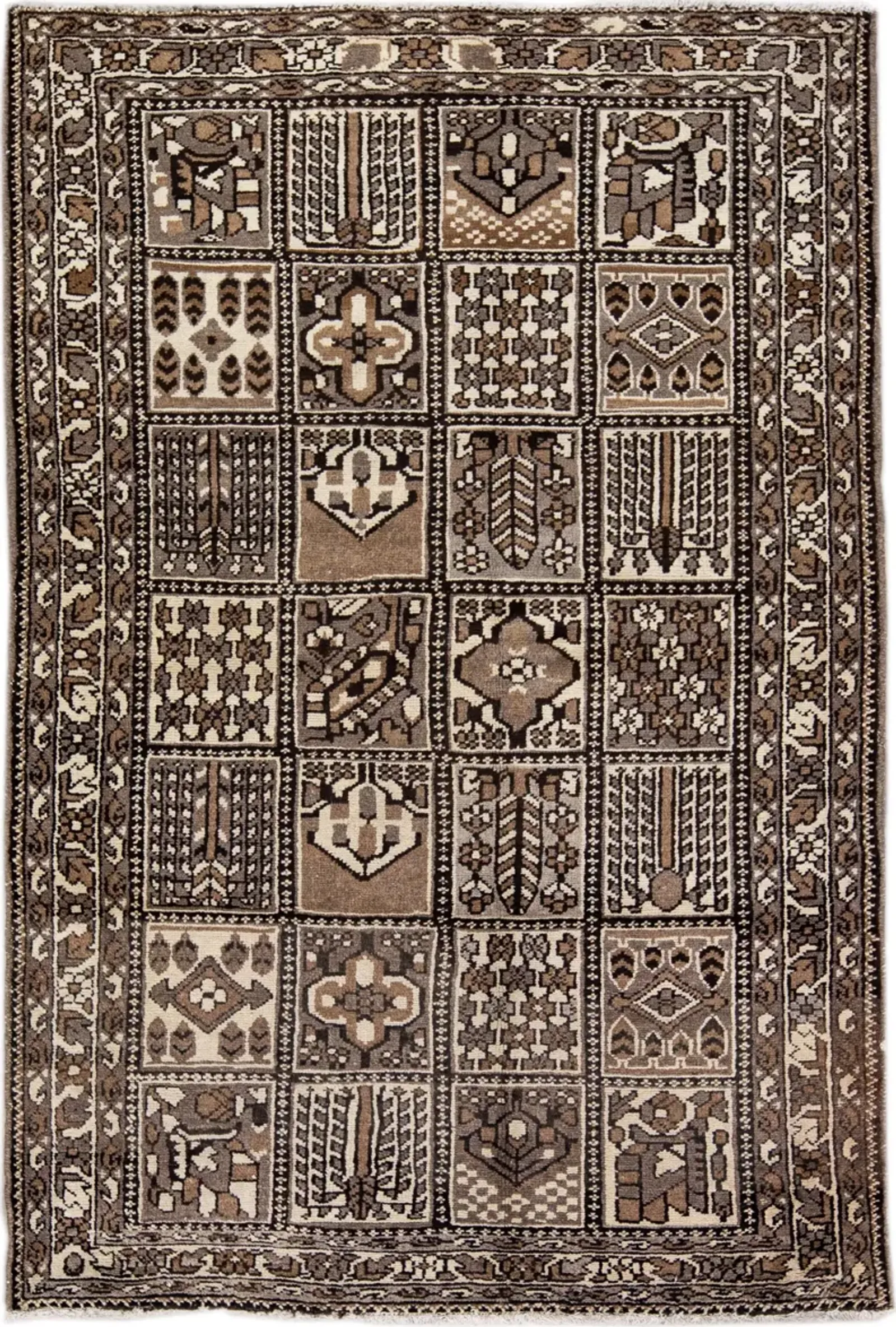 Brown Geometric Wool Rug - Apadana - Brown