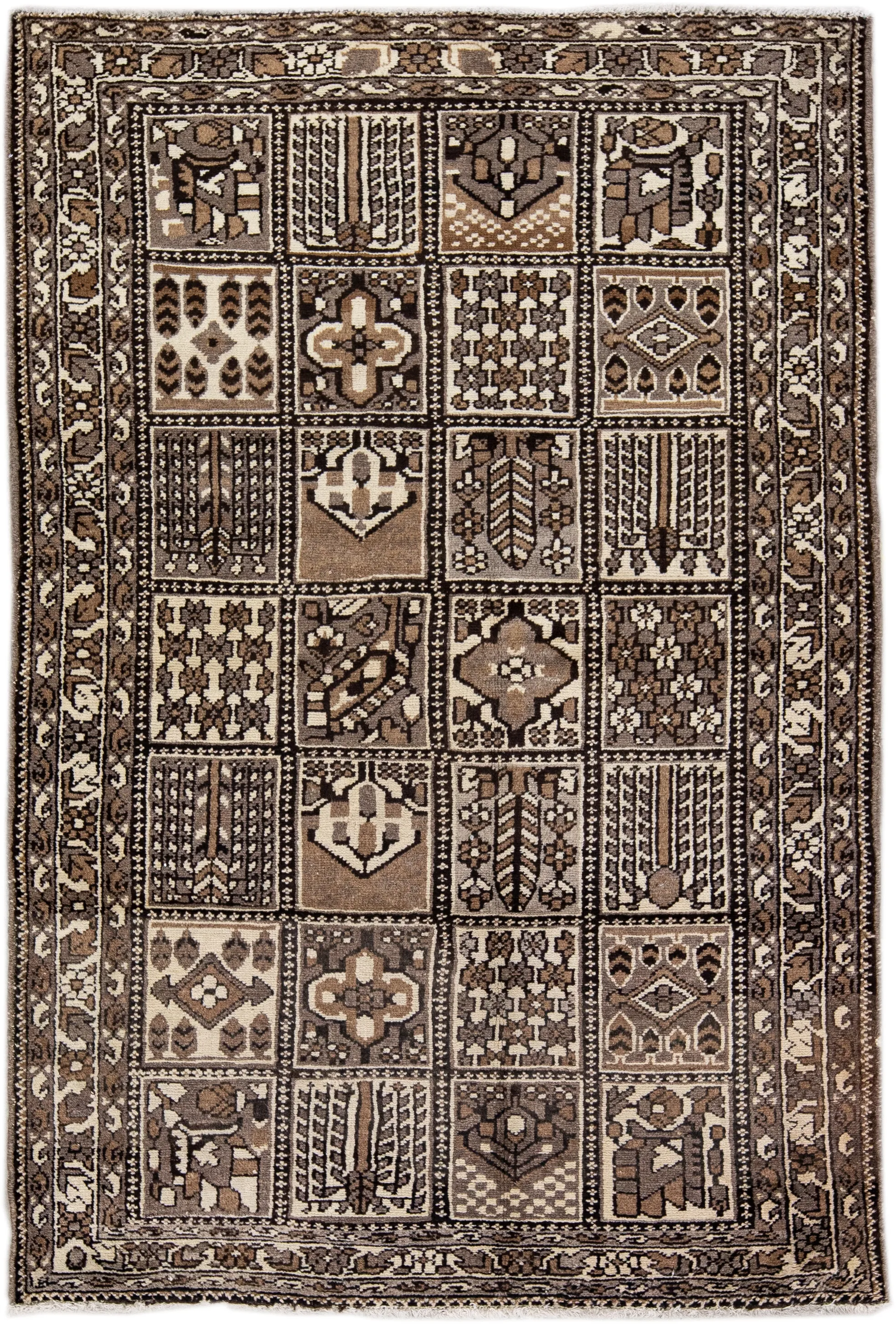 Brown Geometric Wool Rug - Apadana - Brown