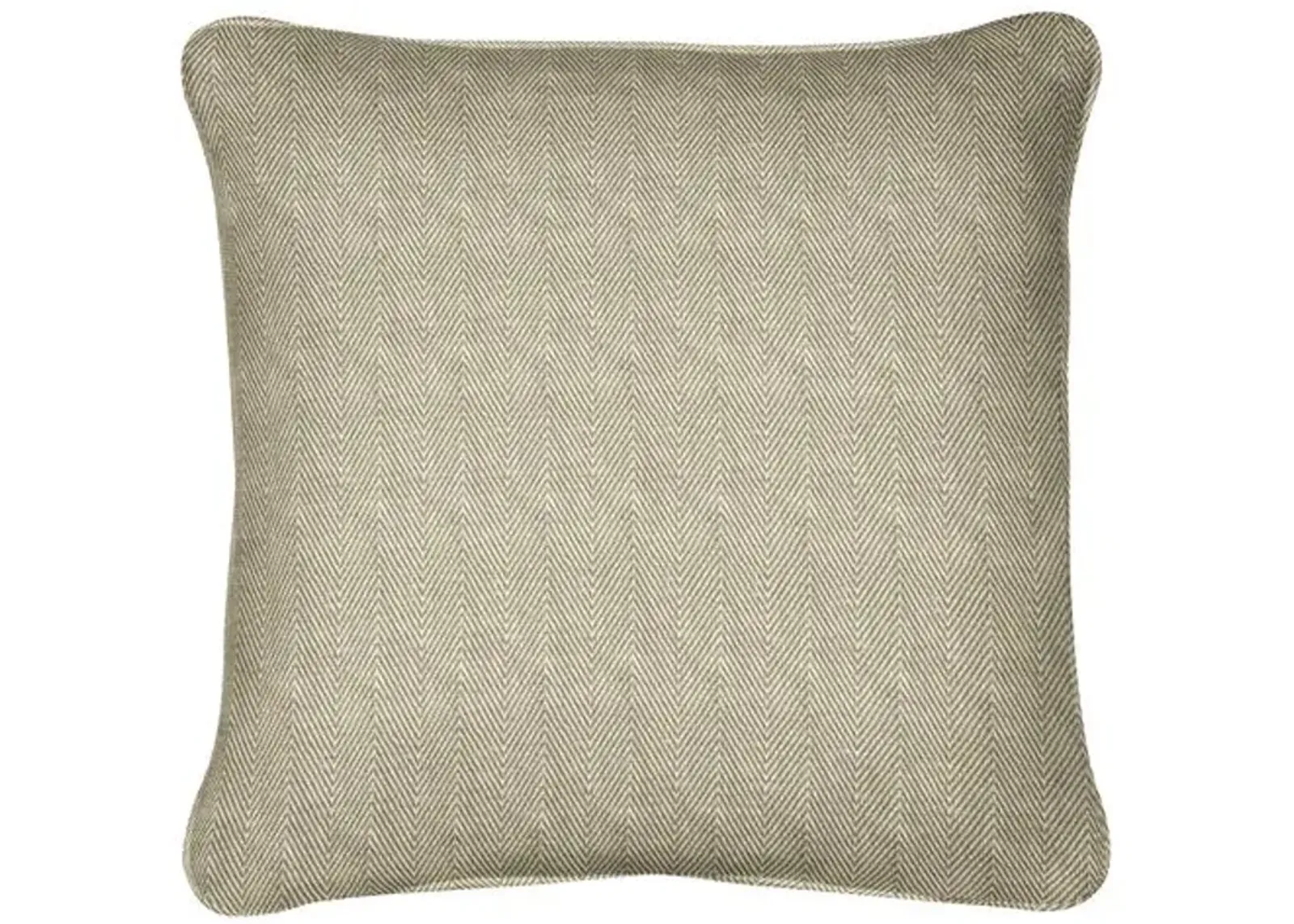 Jennings Pillow - Green/Natural Herringbone - Handcrafted