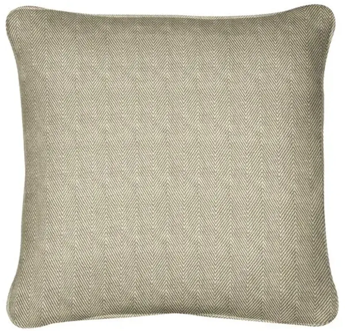 Jennings Pillow - Green/Natural Herringbone - Handcrafted