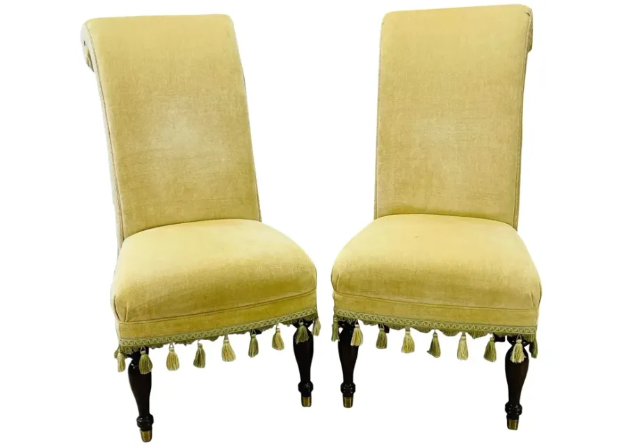 Lillian August High Back Side Chairs - Pr - 2-b-Modern - Green