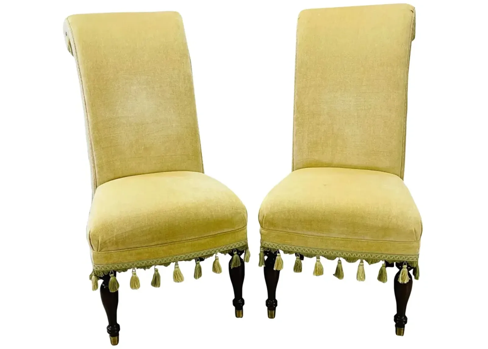 Lillian August High Back Side Chairs - Pr - 2-b-Modern - Green