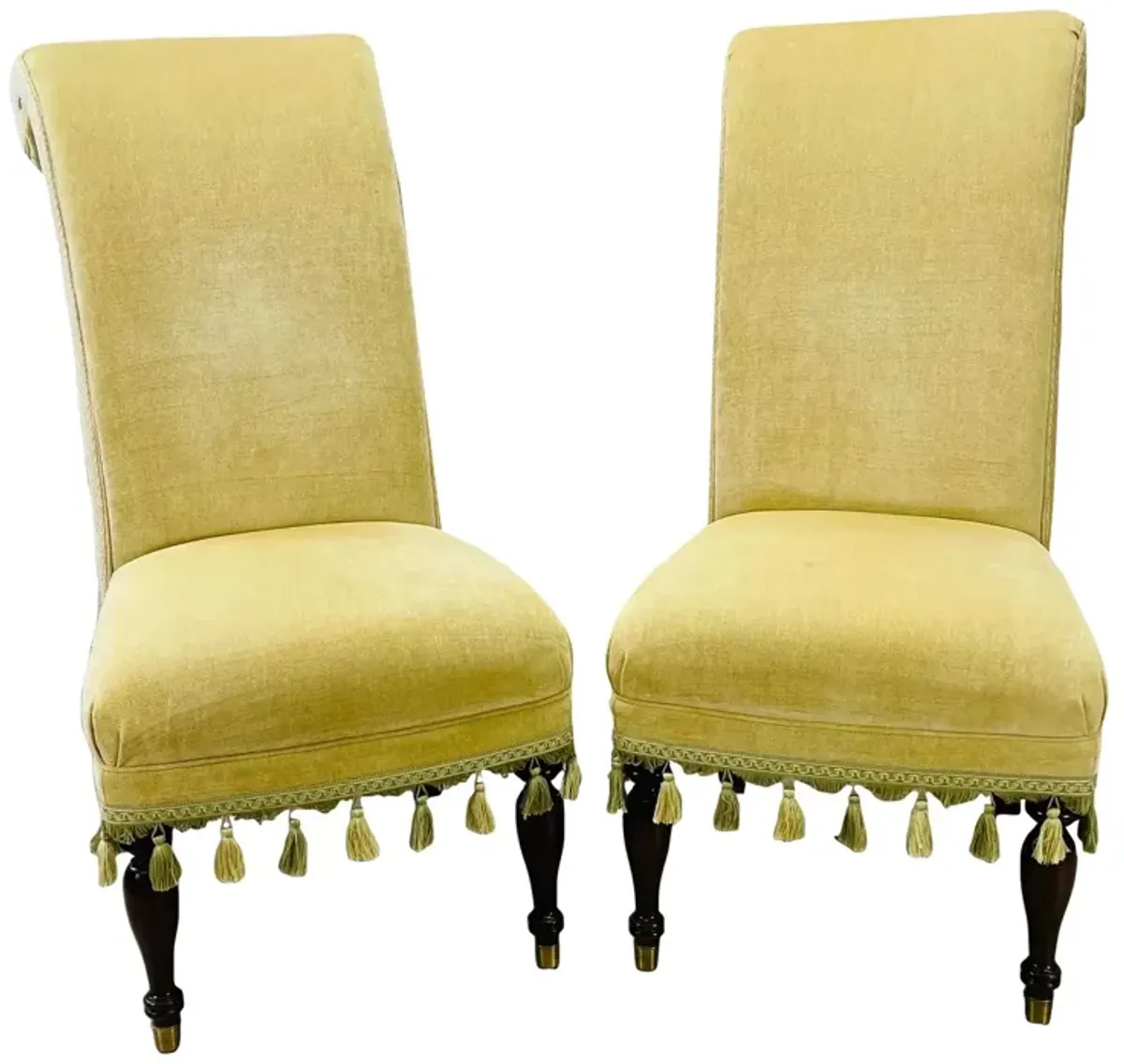 Lillian August High Back Side Chairs - Pr - 2-b-Modern - Green