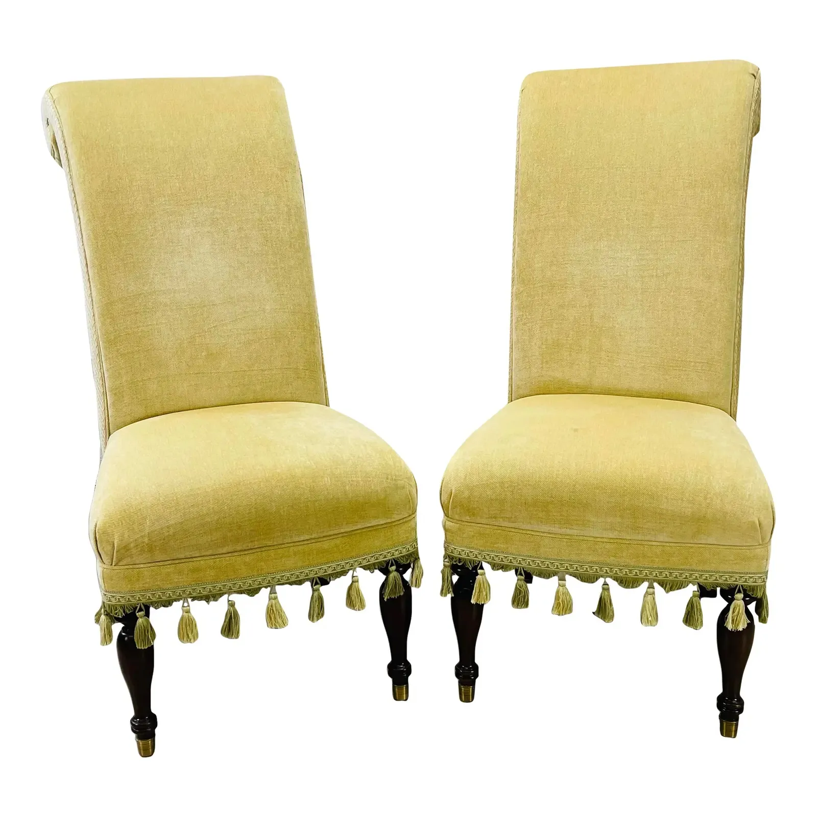 Lillian August High Back Side Chairs - Pr - 2-b-Modern - Green
