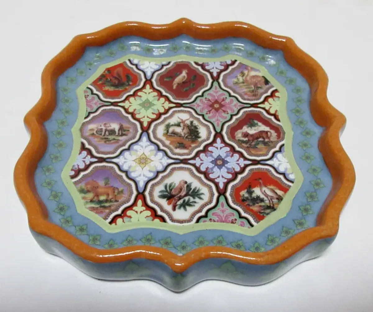 Porcelain Animals & Birds Tray - The Emporium Ltd. - Orange