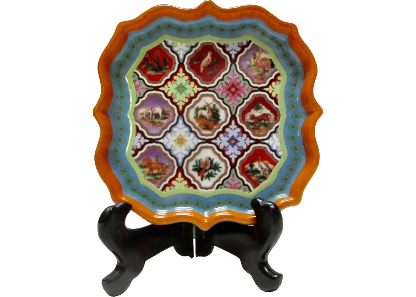 Porcelain Animals & Birds Tray - The Emporium Ltd. - Orange