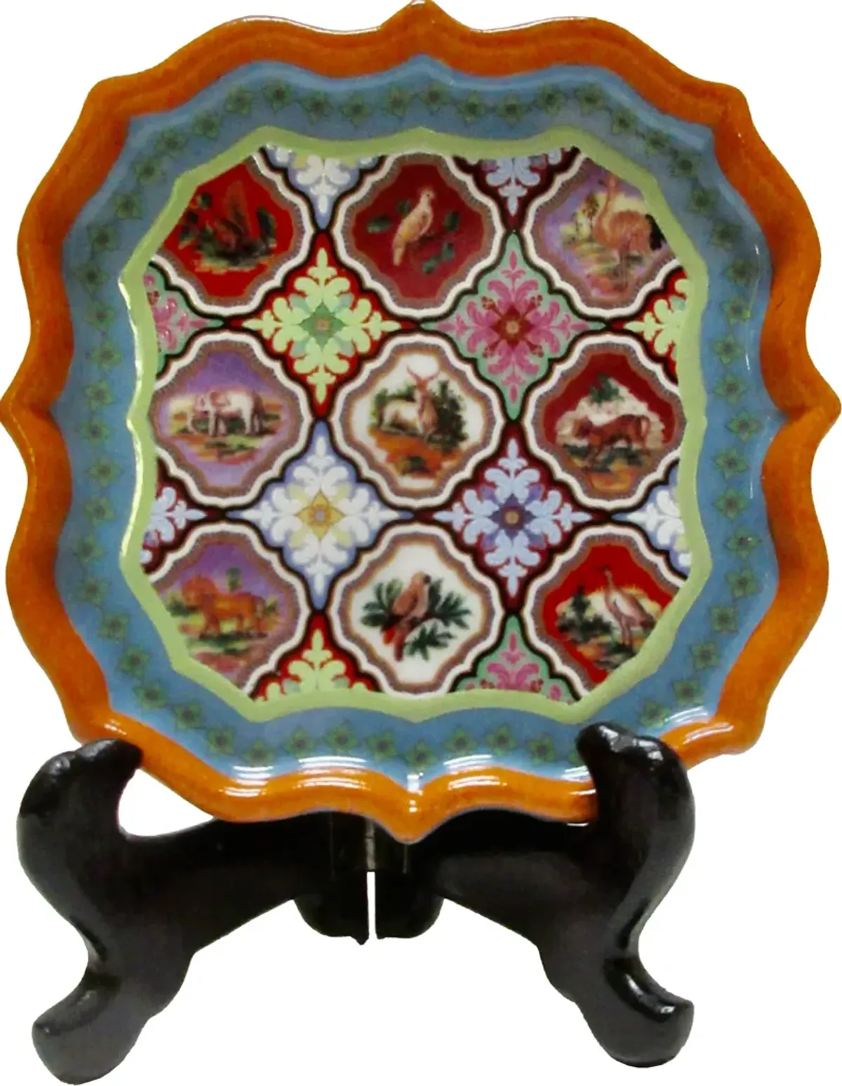 Porcelain Animals & Birds Tray - The Emporium Ltd. - Orange