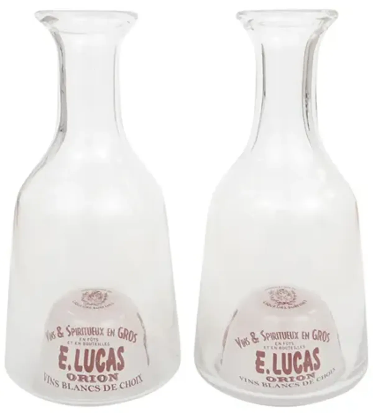 French Bistro Glass Carafes - a Pair - Interesting Things - Clear