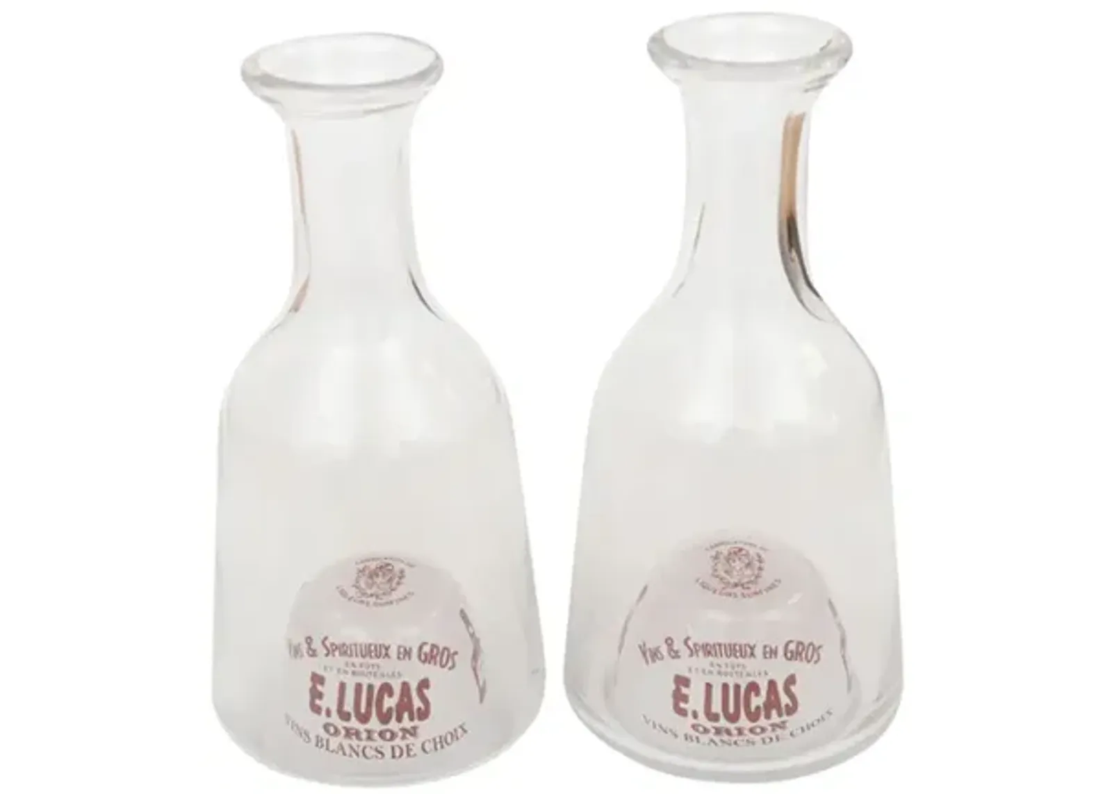 French Bistro Glass Carafes - a Pair - Interesting Things - Clear