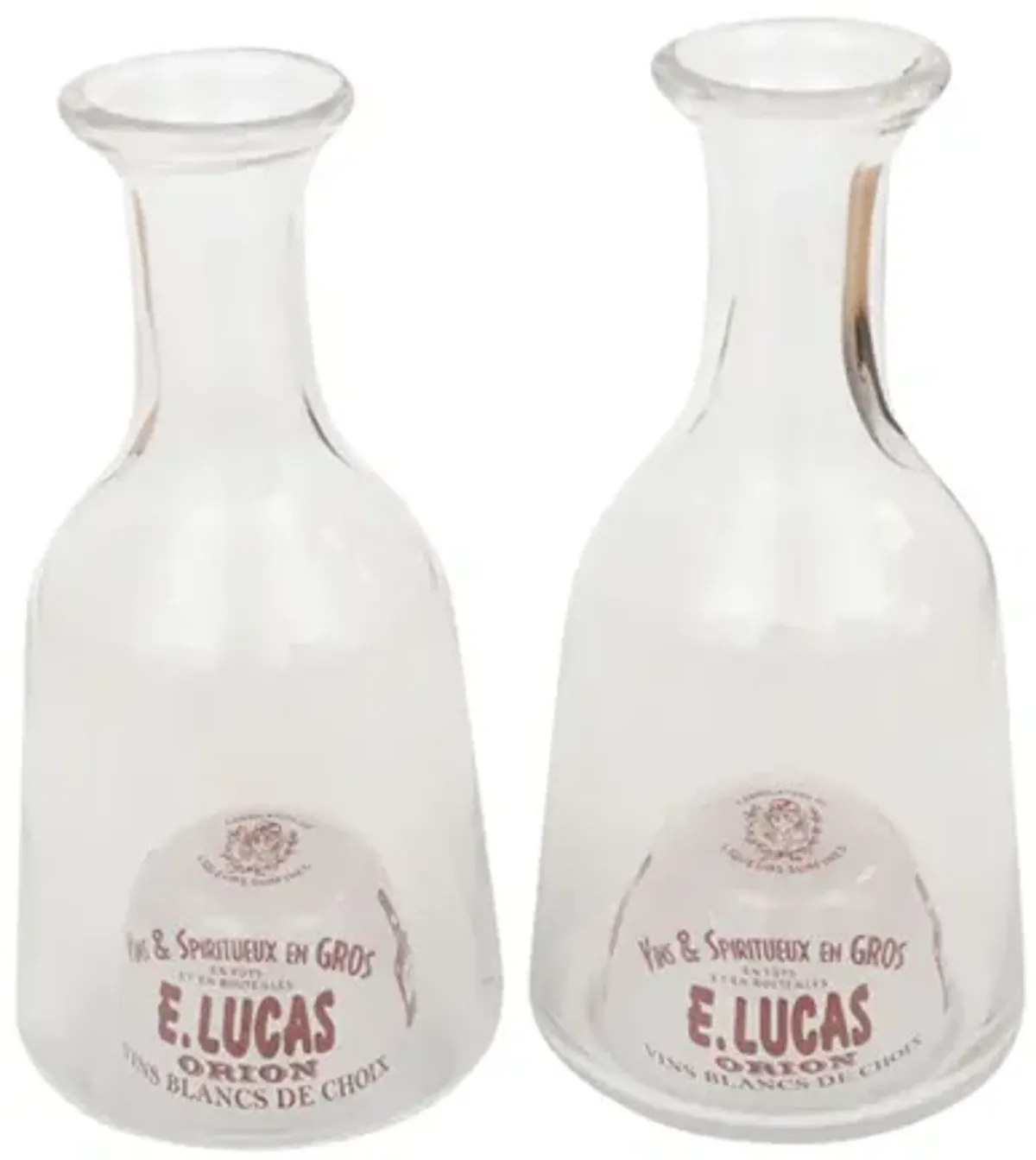 French Bistro Glass Carafes - a Pair - Interesting Things - Clear