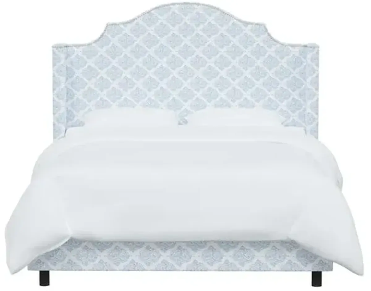 Samrina Wingback Bed - Issa Light Indigo - Blue