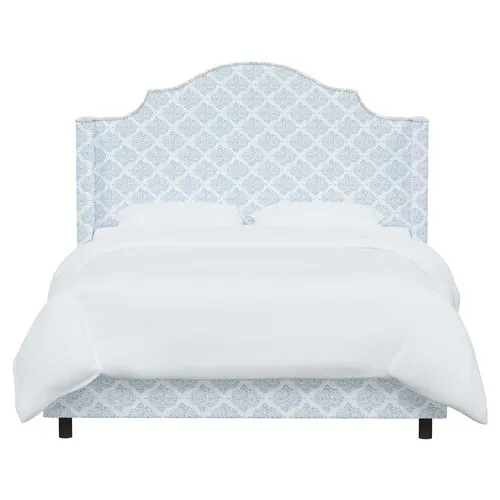 Samrina Wingback Bed - Issa Light Indigo - Blue