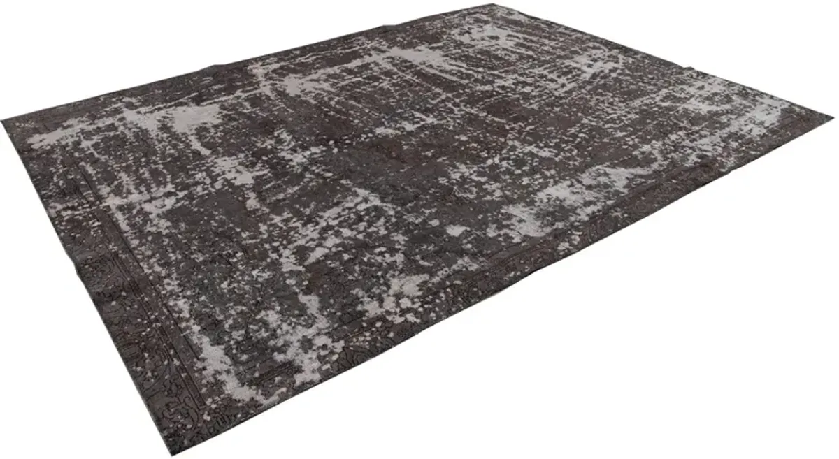 Vintage Allover Gray and Brown Wool Rug - Apadana - Black - Black