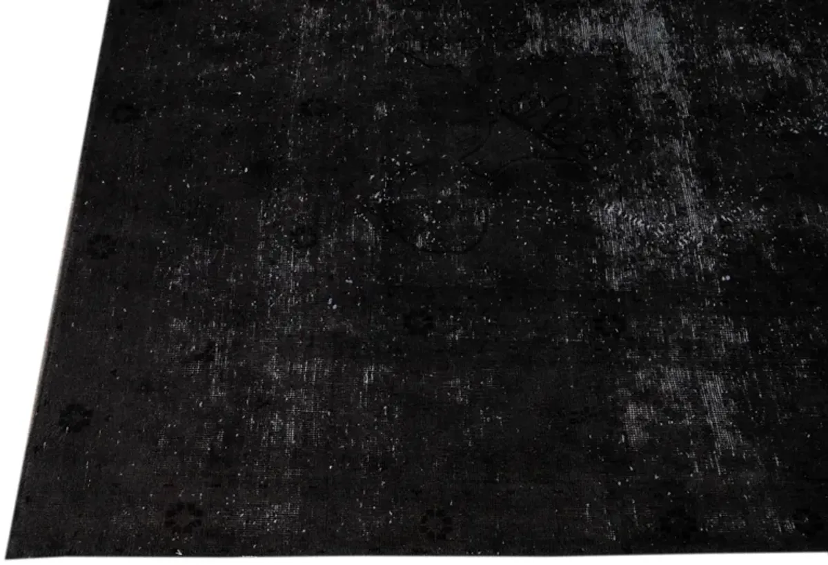 Charcoal Vintage Handmade Wool Rug - Apadana - Black - Black