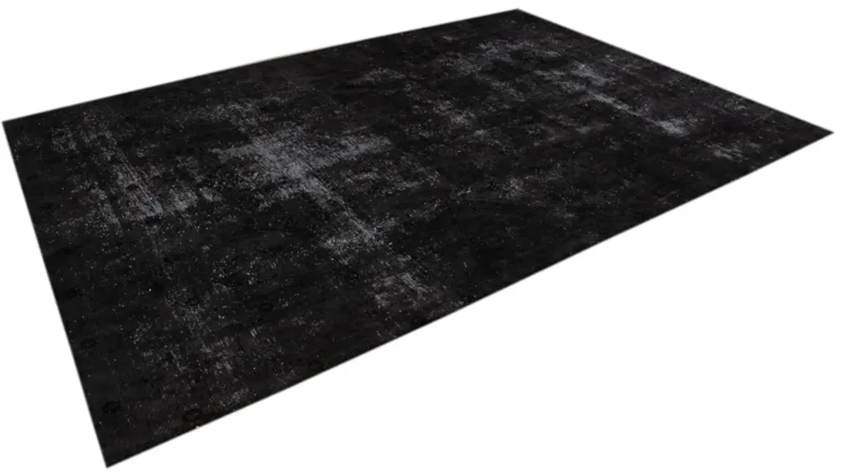 Charcoal Vintage Handmade Wool Rug - Apadana - Black - Black