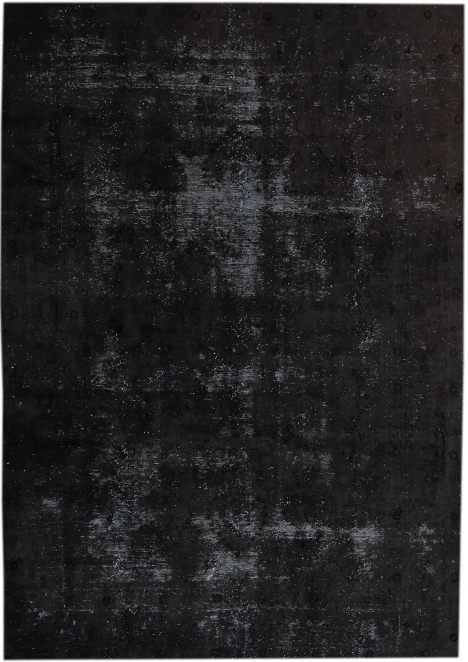 Charcoal Vintage Handmade Wool Rug - Apadana - Black - Black