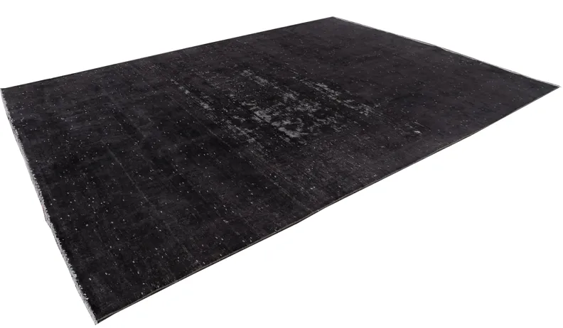 Vintage Black Distressed Wool Rug - Apadana - Black