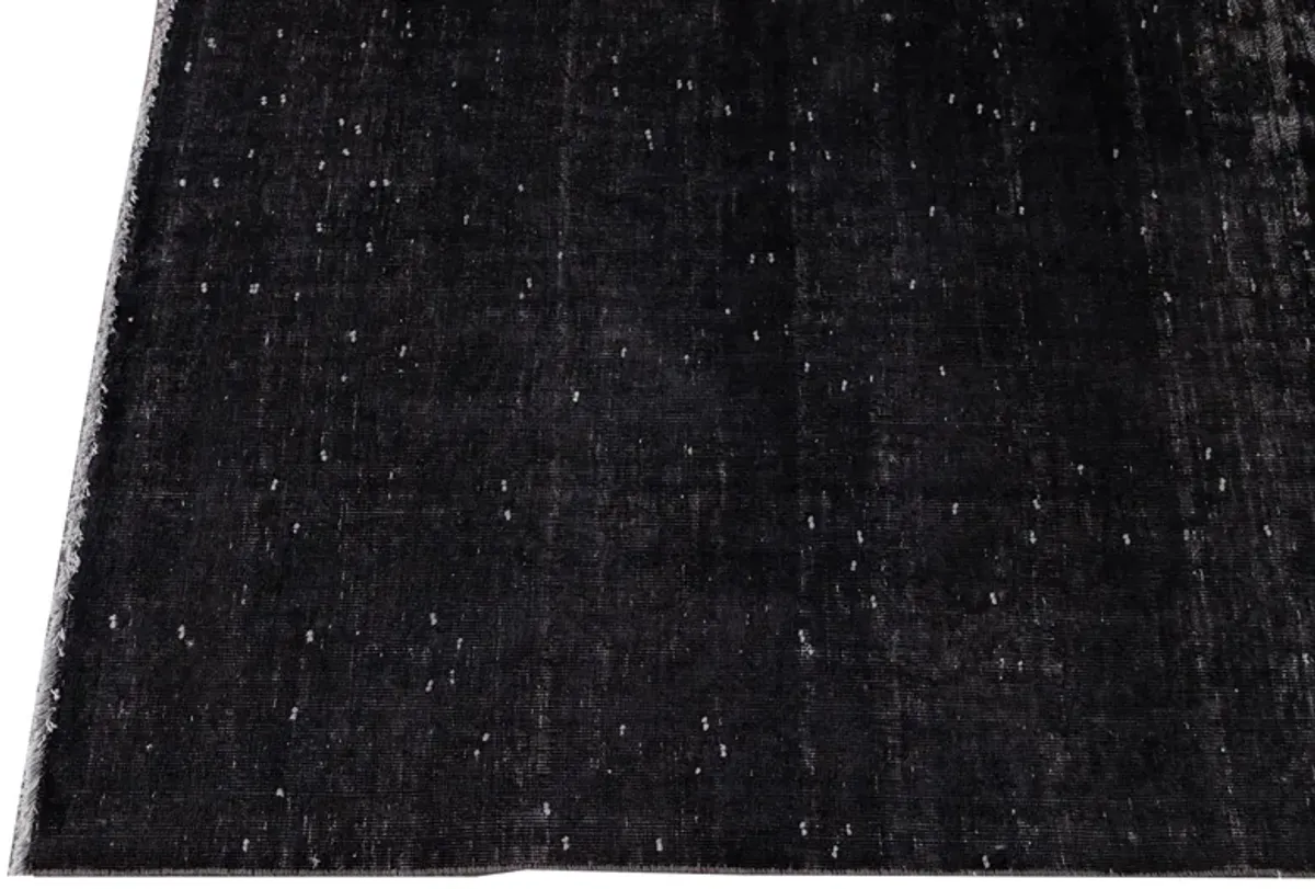 Vintage Black Distressed Wool Rug - Apadana - Black