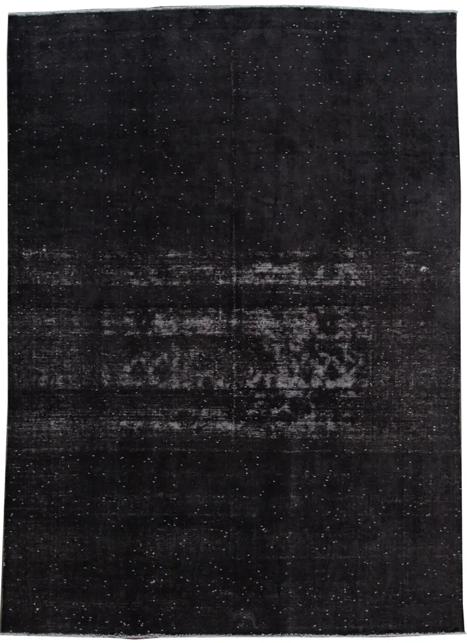 Vintage Black Distressed Wool Rug - Apadana - Black