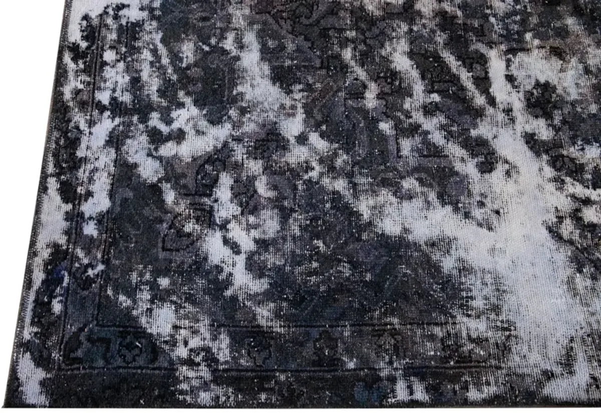 Gray Vintage Abstract Wool Rug - Apadana - Black - Black