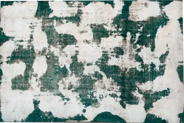 Vintage Abstract Green Wool Rug - Apadana - Green
