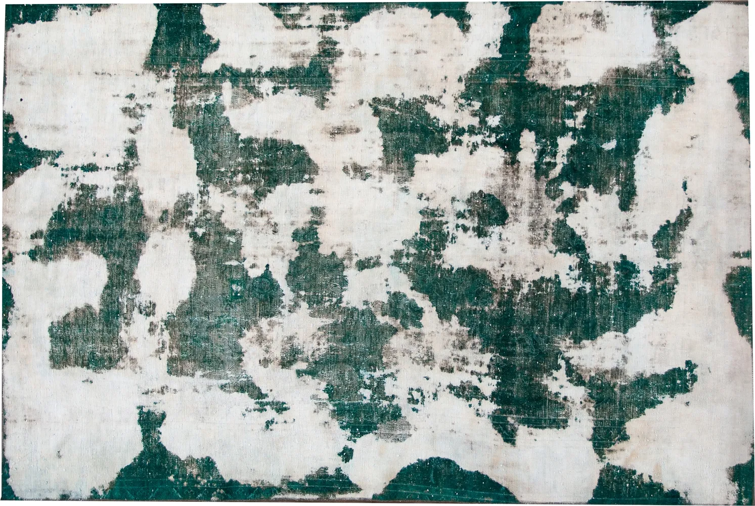 Vintage Abstract Green Wool Rug - Apadana - Green