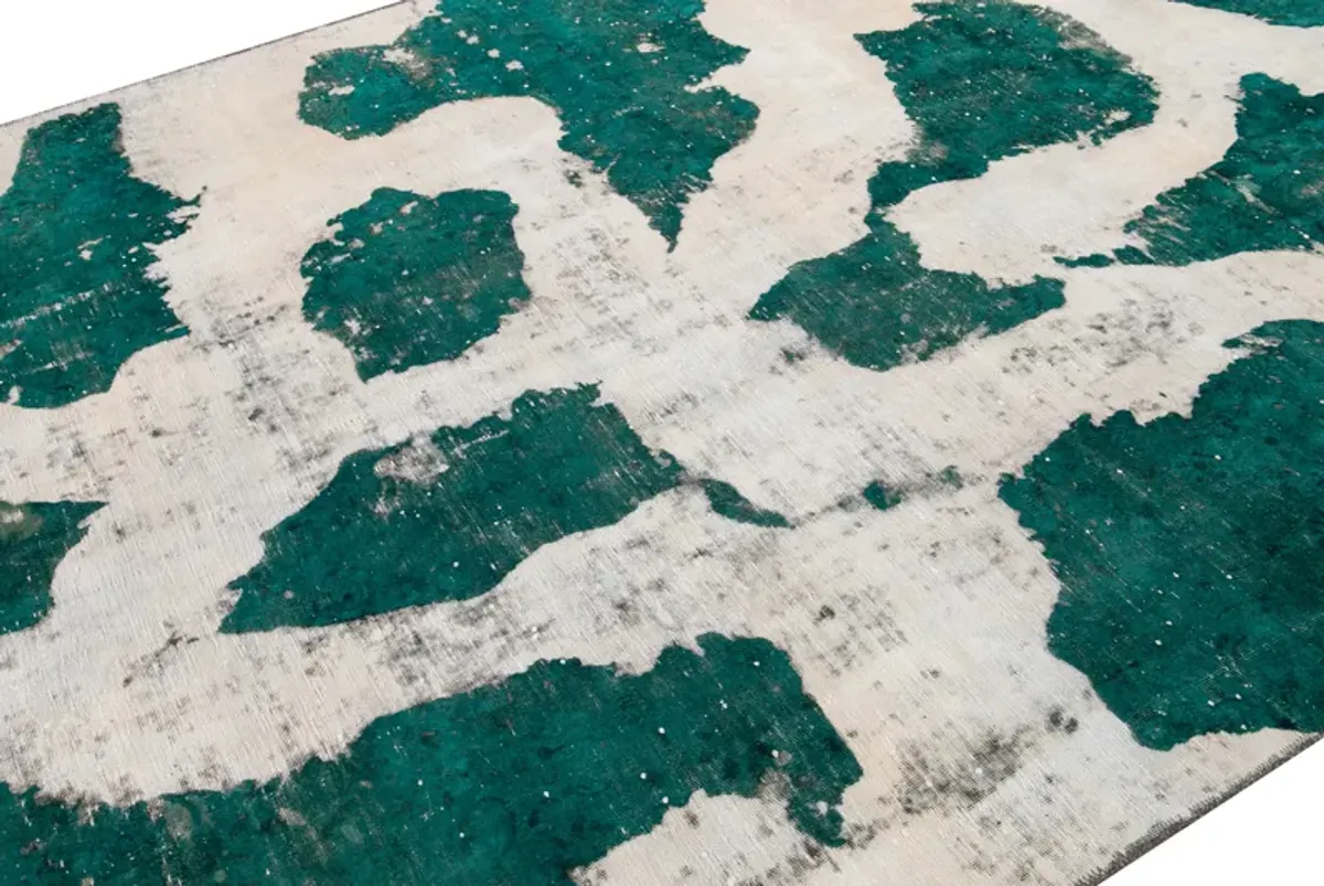 Green Vintage Abstract Wool Rug - Apadana - Green