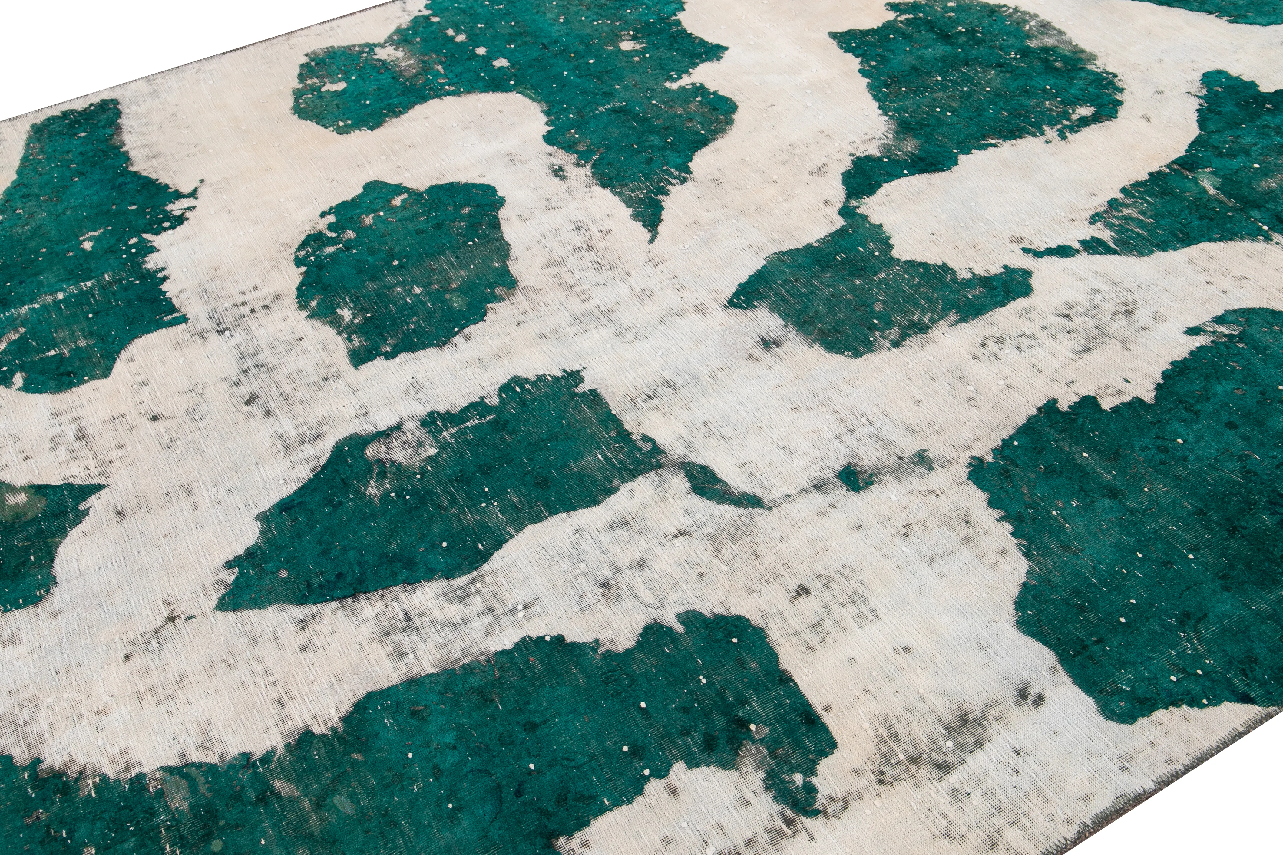 Green Vintage Abstract Wool Rug - Apadana - Green