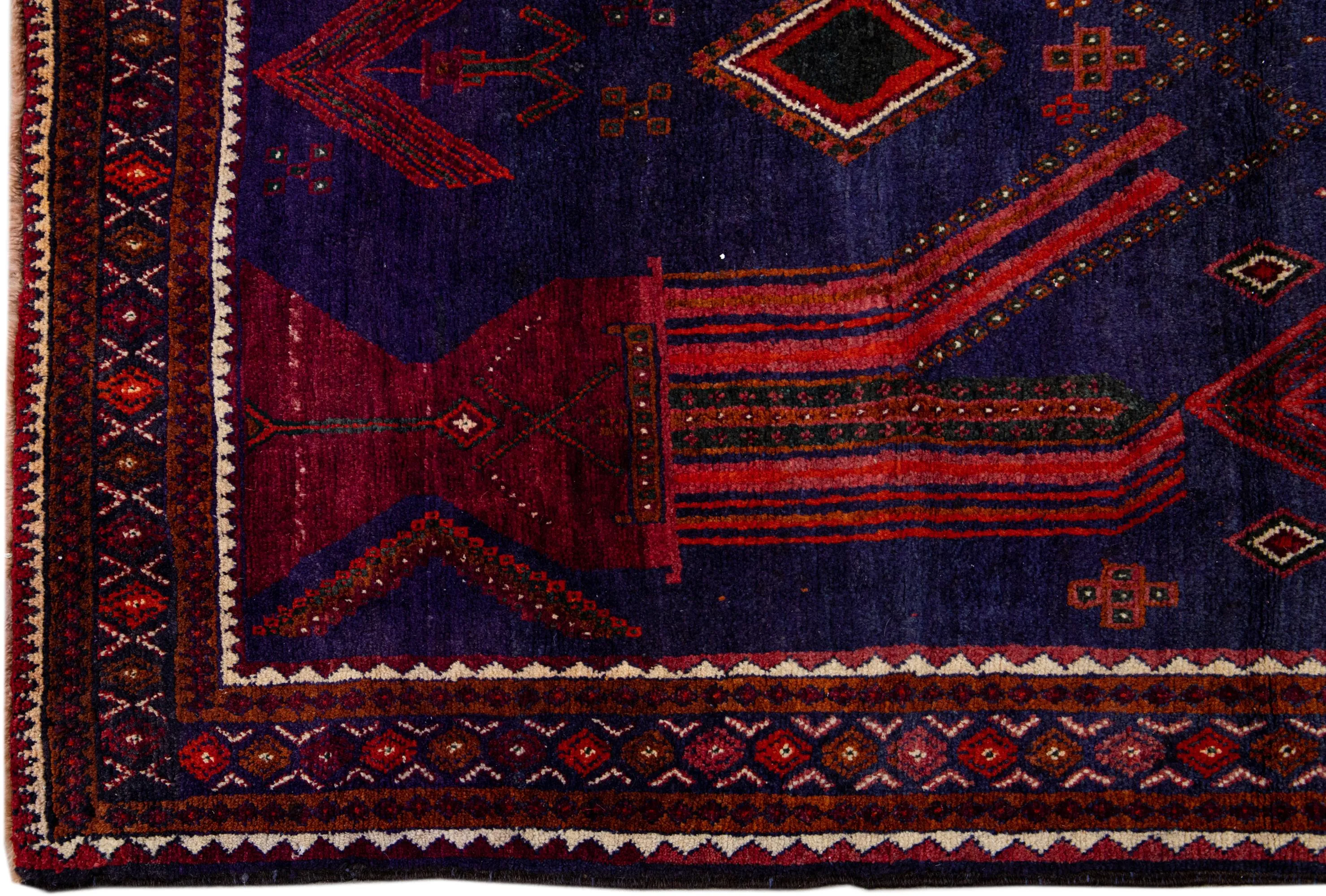 Handmade Persian Blue Wool Rug - Apadana - Blue