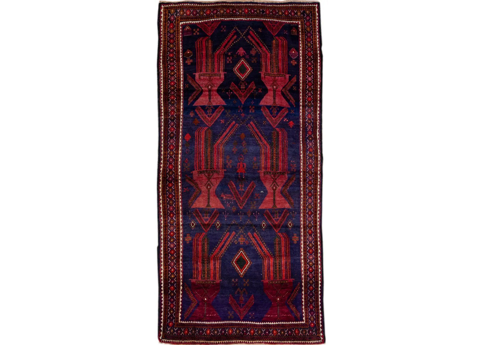 Handmade Persian Blue Wool Rug - Apadana - Blue