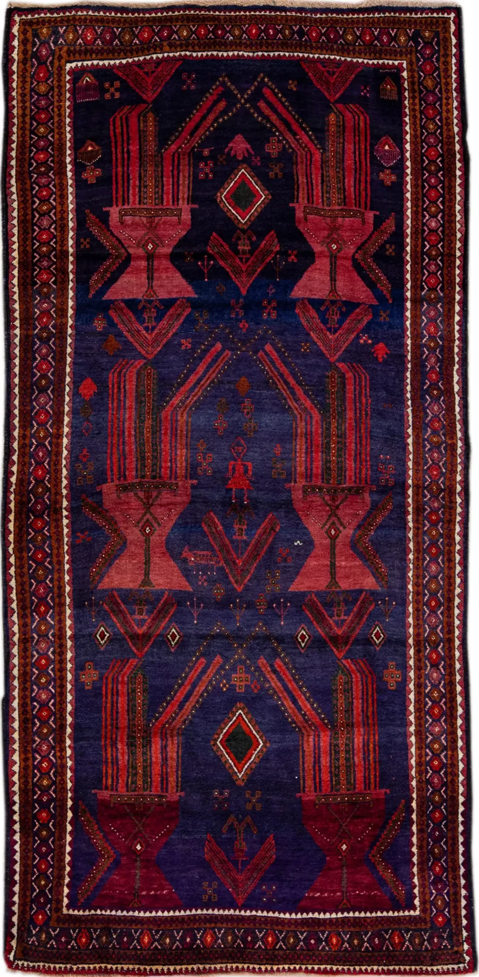 Handmade Persian Blue Wool Rug - Apadana - Blue