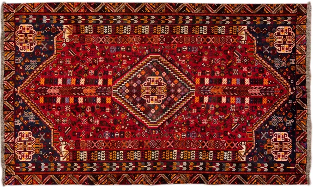 Vintage Handmade Red Medallion Wool Rug - Apadana - Red