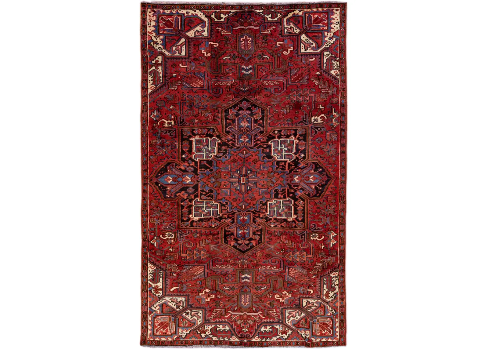 Vintage Handmade Heriz Red Wool Rug - Apadana - Red