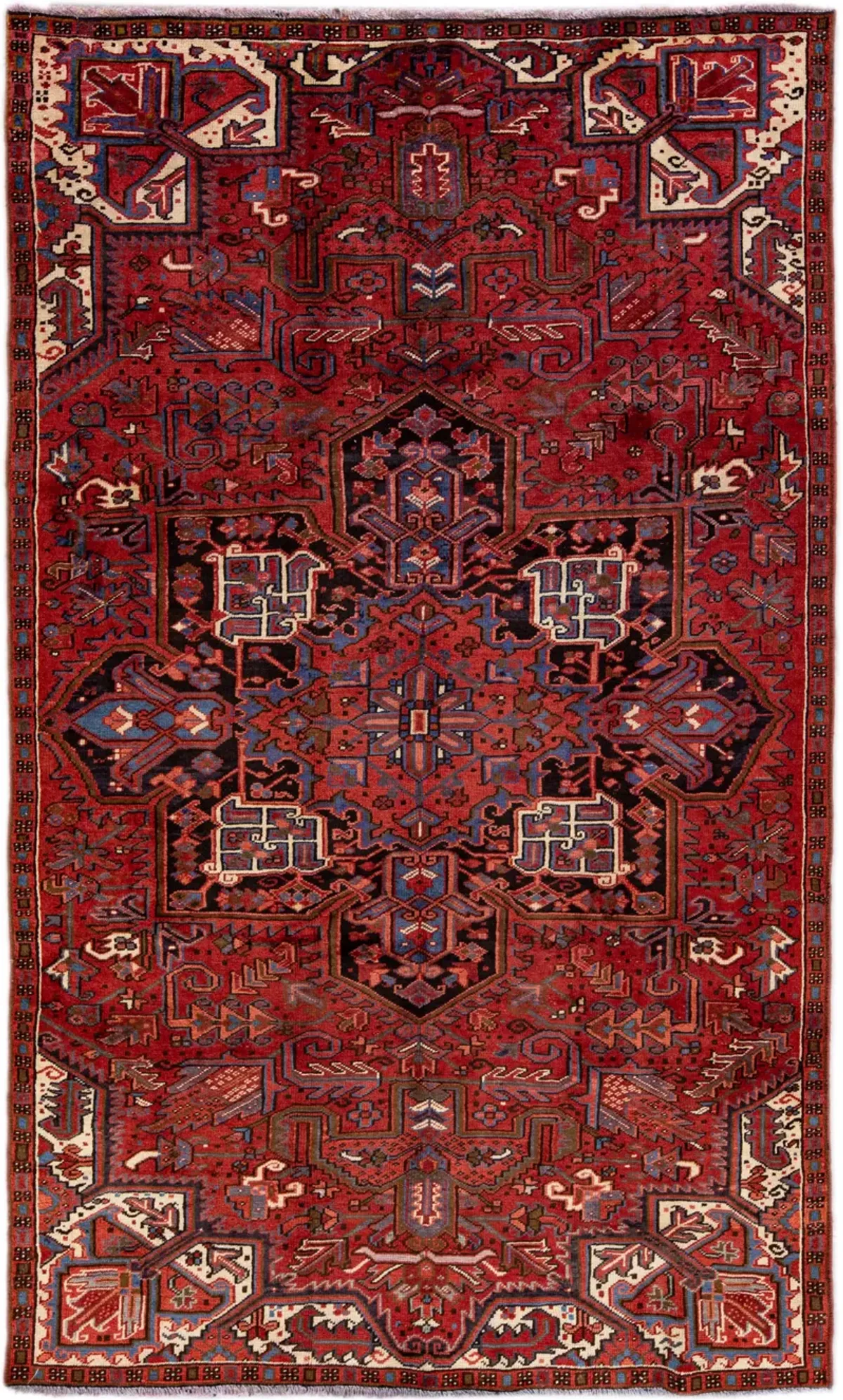 Vintage Handmade Heriz Red Wool Rug - Apadana - Red