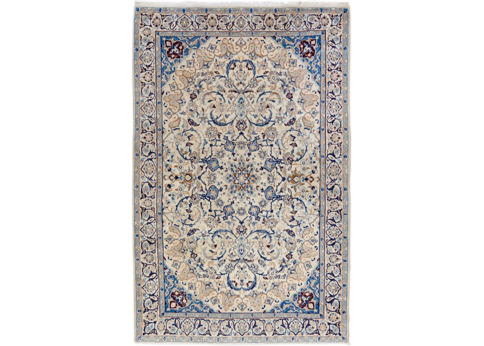 Vintage Ivory Medallion Wool Rug - Apadana - Ivory