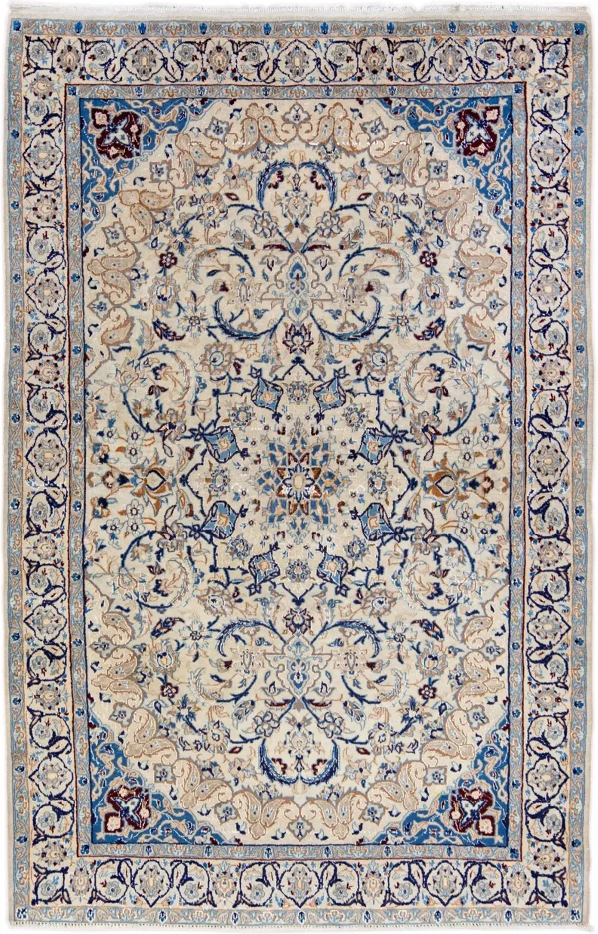 Vintage Ivory Medallion Wool Rug - Apadana - Ivory