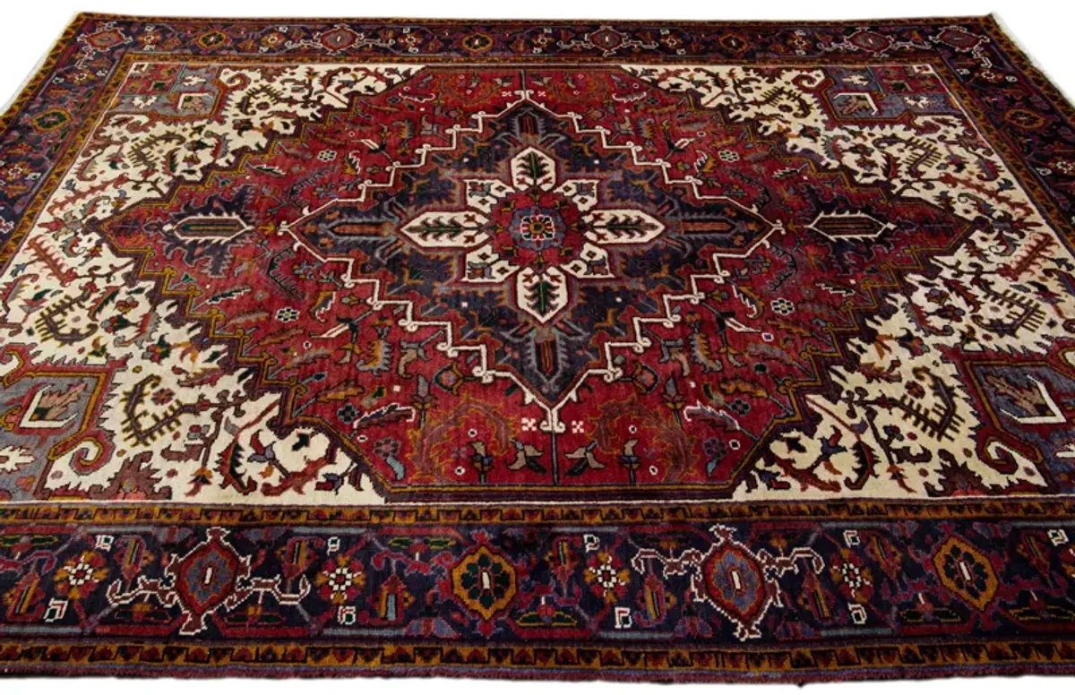 Vintage Handmade Red Medallion Wool Rug - Apadana - Red