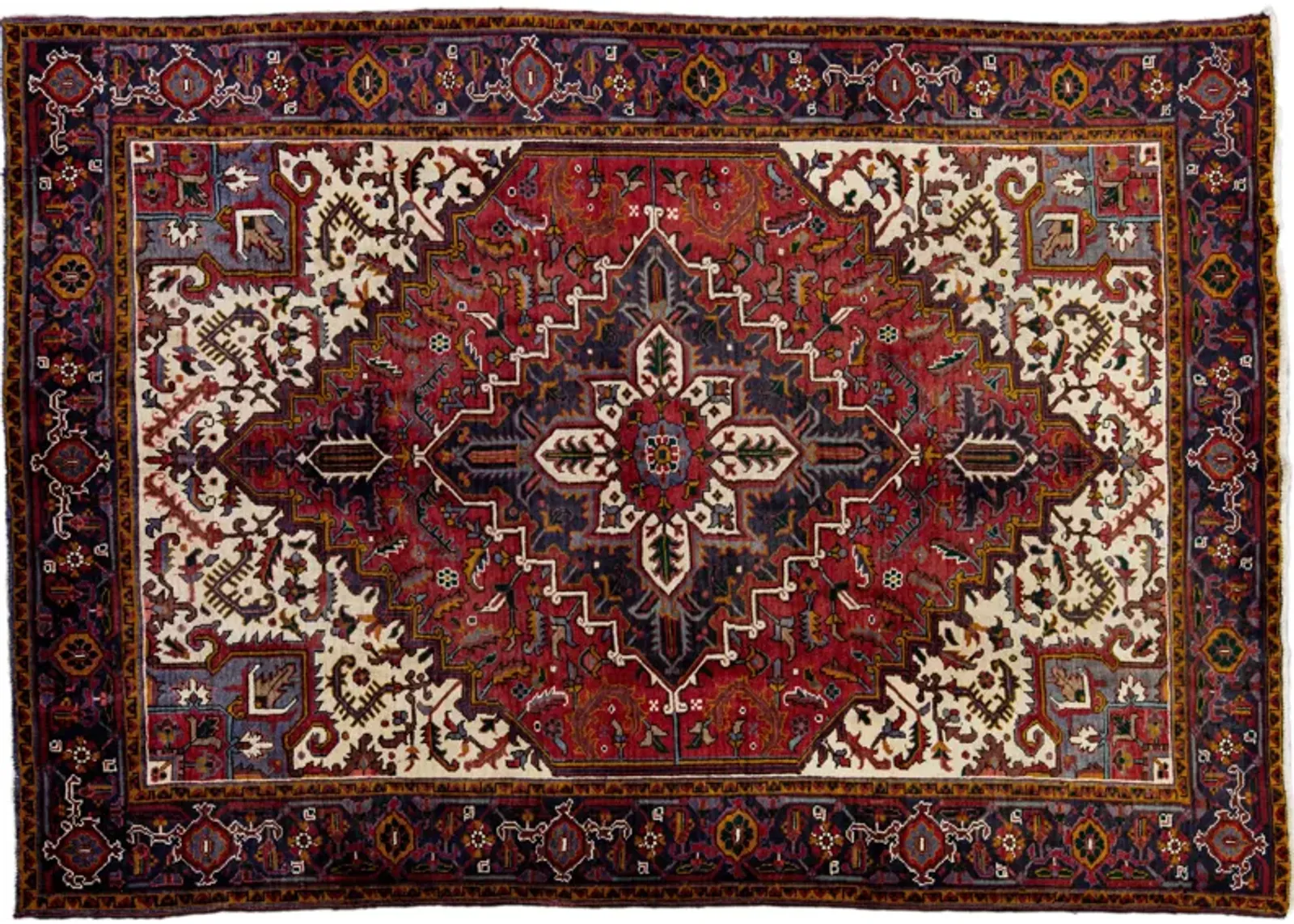 Vintage Handmade Red Medallion Wool Rug - Apadana - Red