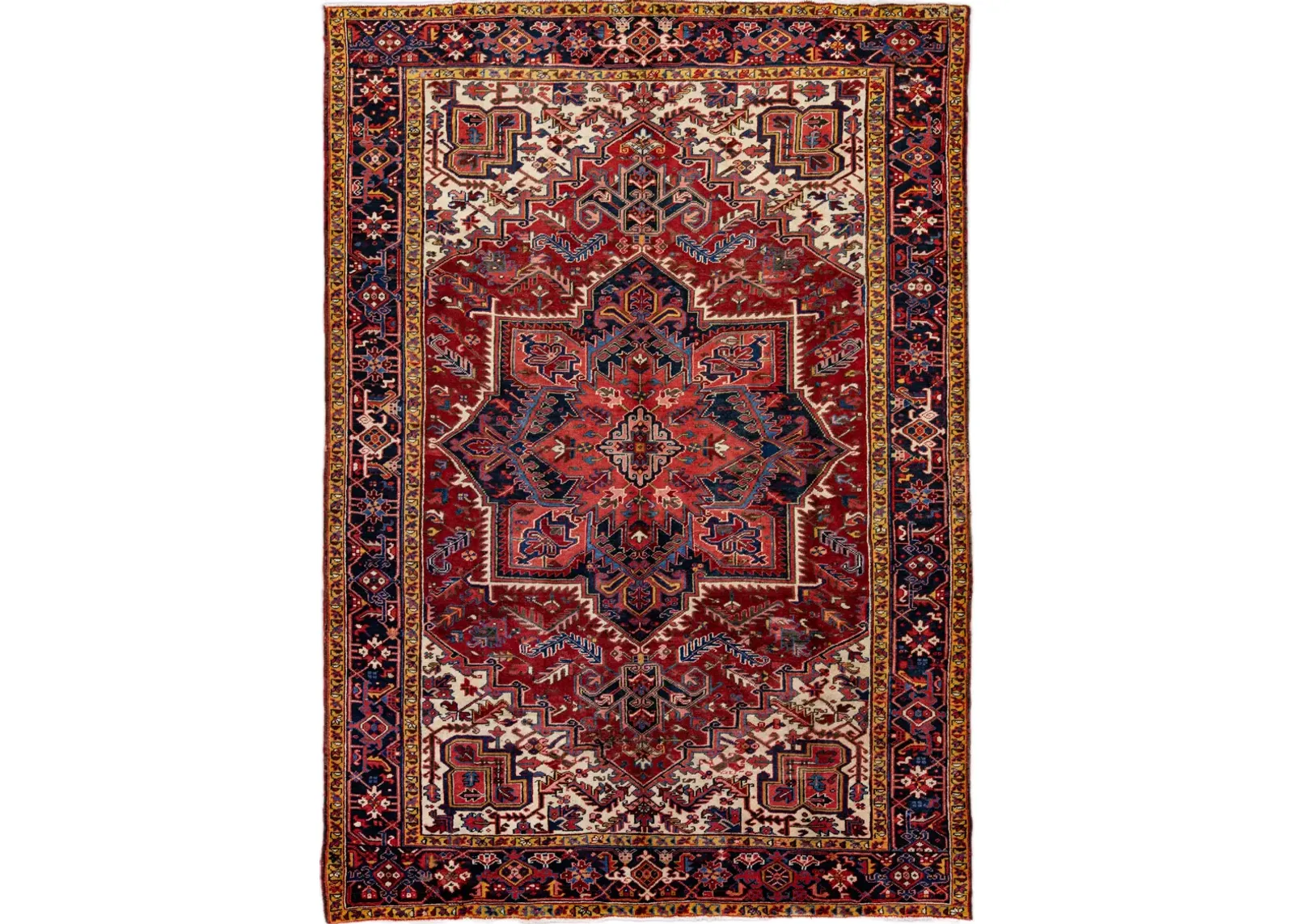 Vintage Handmade Red Medallion Wool Rug - Apadana - Red